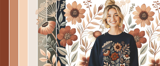 Warm floral sweatshirt outfit with earthy autumn color palette — The Folk Brush