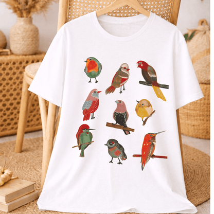 Colorful Birds Cotton T-Shirt