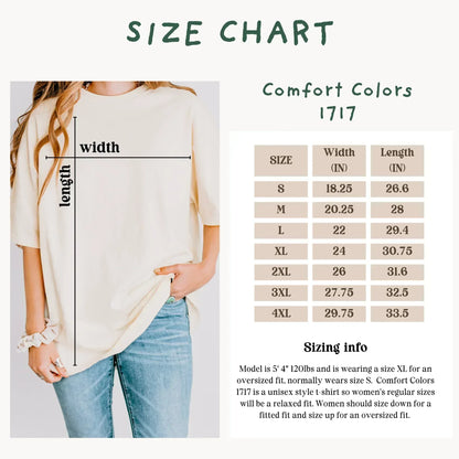 Comfort Colors 1717 fit guide — relaxed fit reference for The Folk Brush tees