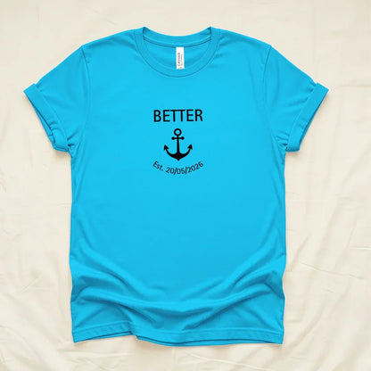 Custom Better Together Couple T-Shirt in Heather Aqua — matching couple tee by The Folk Brush