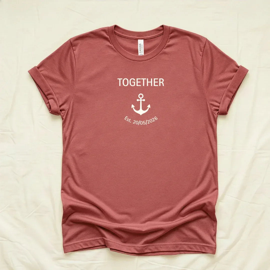 Custom Better Together Couple T-Shirt in Heather Clay — Better Together custom date tee
