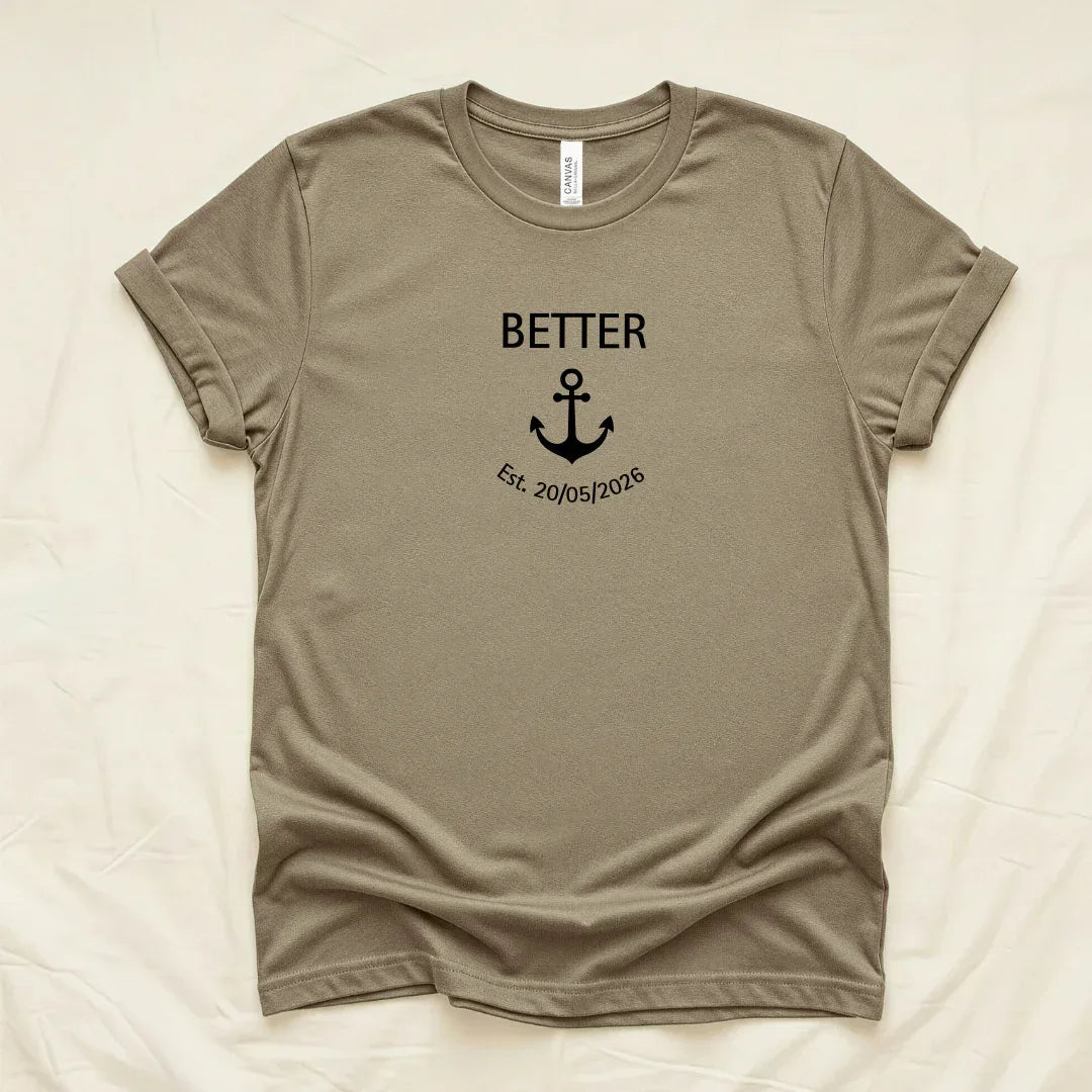 Custom Better Together Couple T-Shirt in Heather Olive — matching couple tee by The Folk Brush