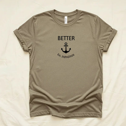 Custom Better Together Couple T-Shirt in Heather Olive — matching couple tee by The Folk Brush