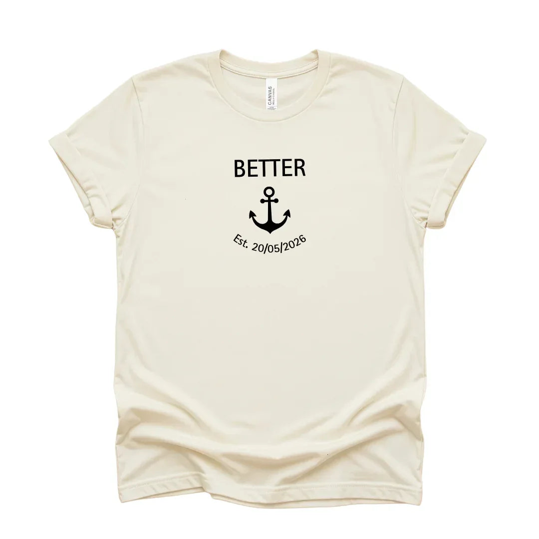 Custom Better Together Couple T-Shirt in Natural — minimal Better Together print Bella+Canvas 3001