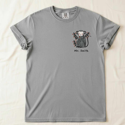 Custom Couple Matching Monkey T-Shirt in Grey — folk creatures monkey custom tee
