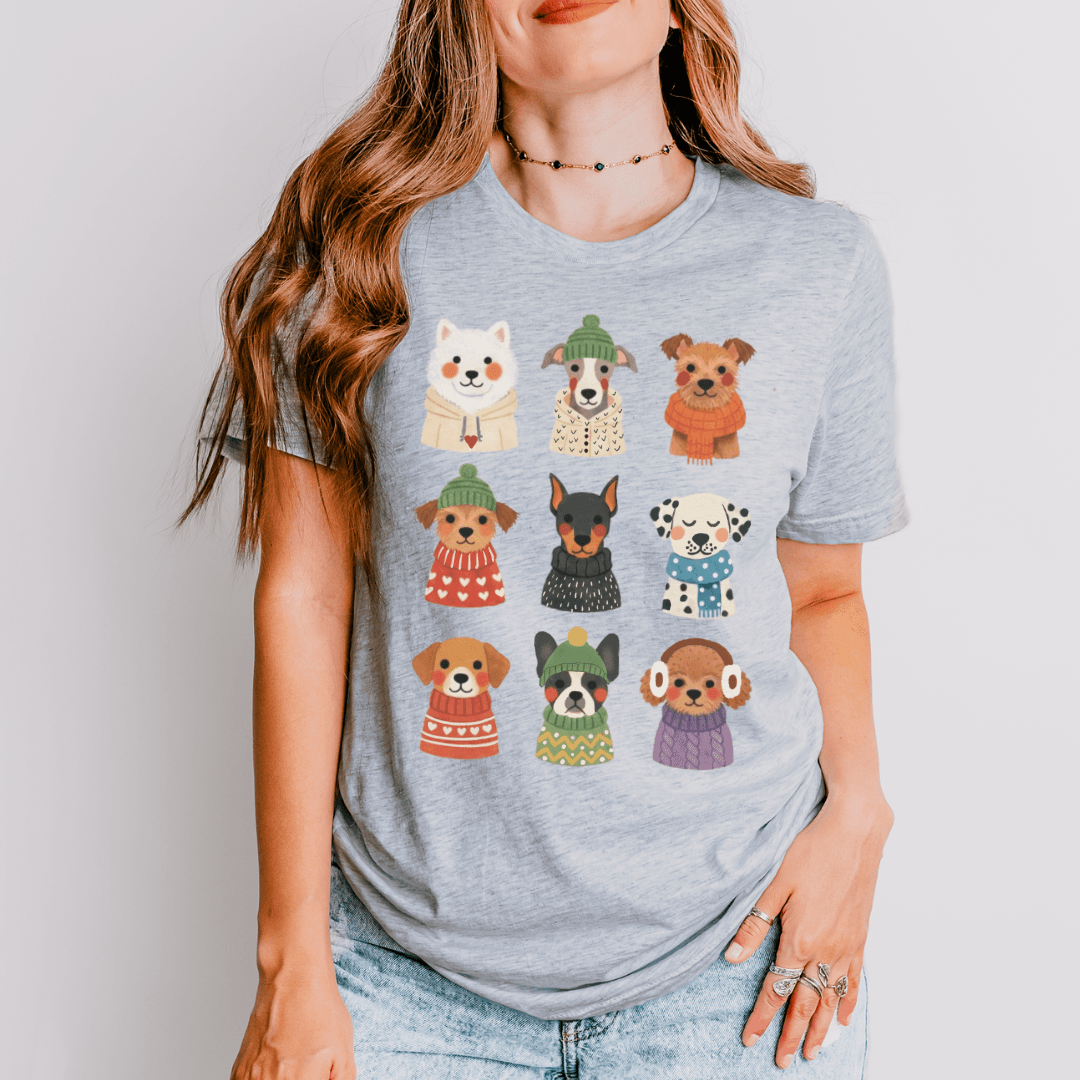 Cute dogs in sweaters t-shirt athletic heather Bella+Canvas 3001