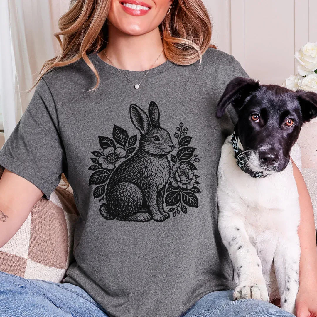 Dark grey rabbit illustration tee