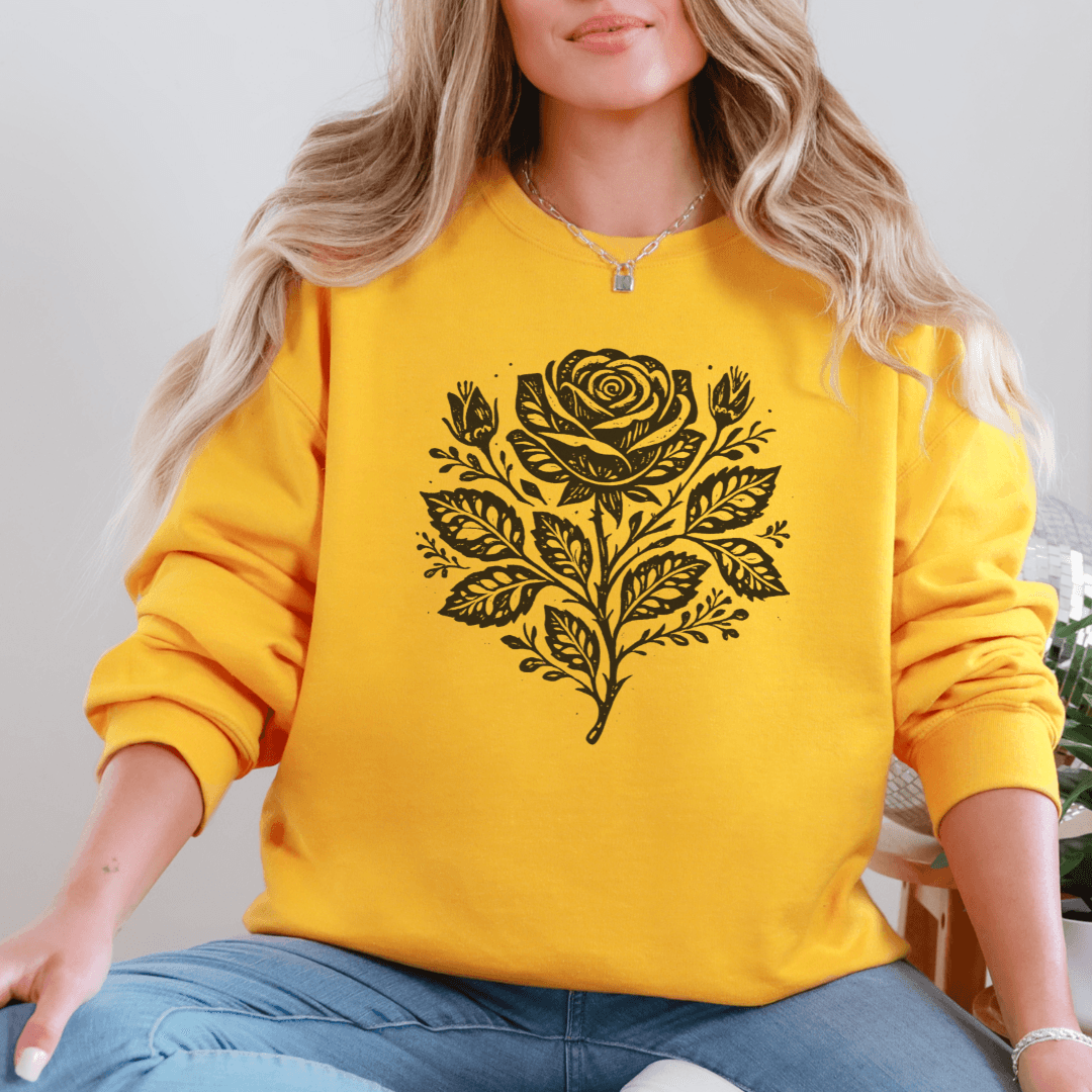 Folk rose crewneck sweatshirt gold Gildan 18000