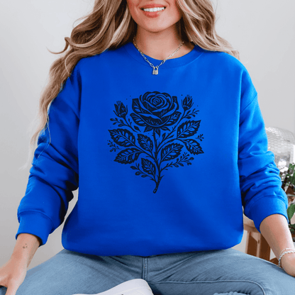 Folk rose crewneck sweatshirt royal blue Gildan 18000