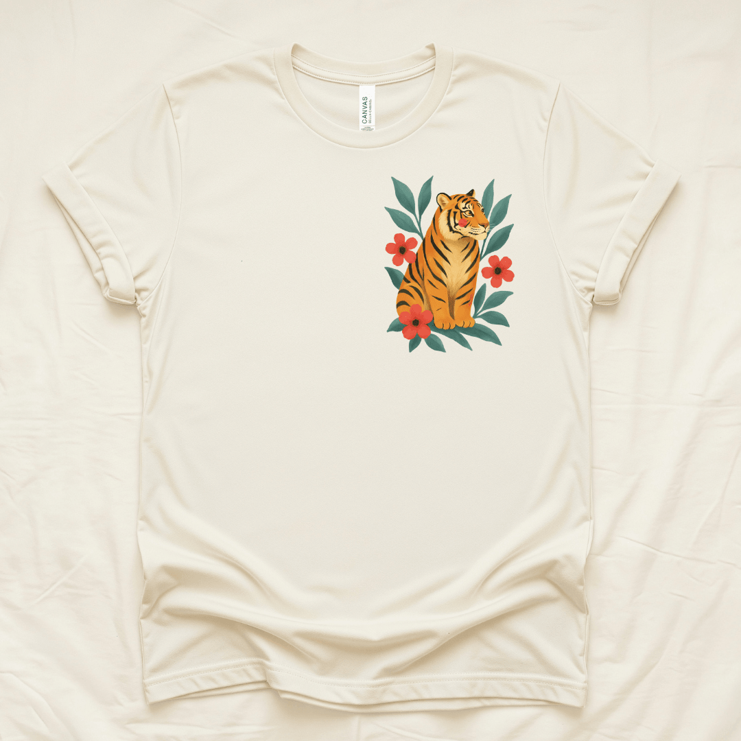 Folk tiger t-shirt natural Bella+Canvas 3001