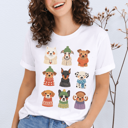 Rows of cute dogs t-shirt white Bella+Canvas 3001