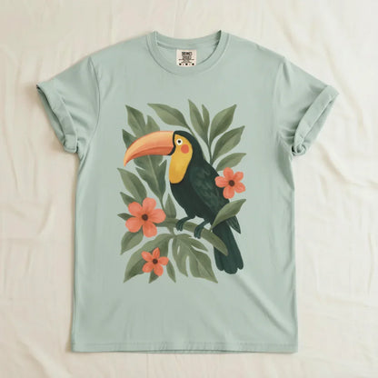Toucan Tropical Graphic T-Shirt in Bay — folk creatures toucan print Comfort Colors 1717