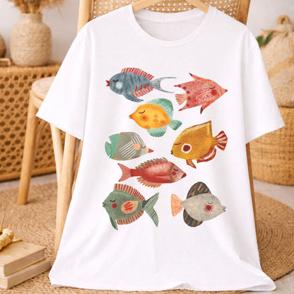  Tropical Summer fish t-shirt white Bella+Canvas 3001