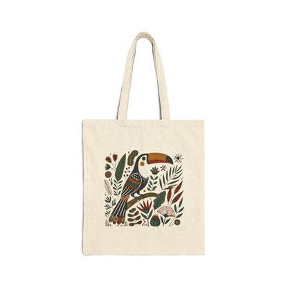 Tropical_toucan_folk_art_tote_bag_styled_in_tropical_setting_colorful_folk_art_canvas_bag