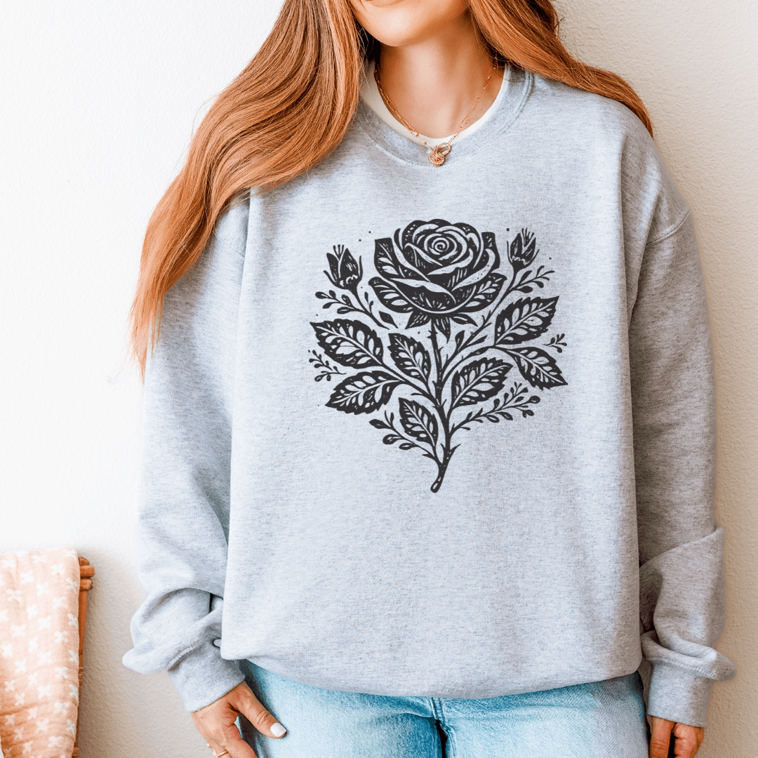 Vintage folk rose sweatshirt ash Gildan 18000