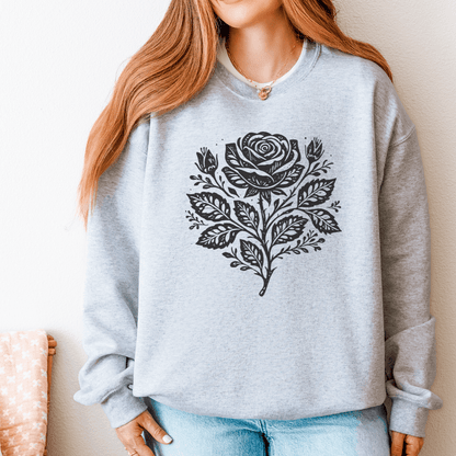 Vintage folk rose sweatshirt ash Gildan 18000