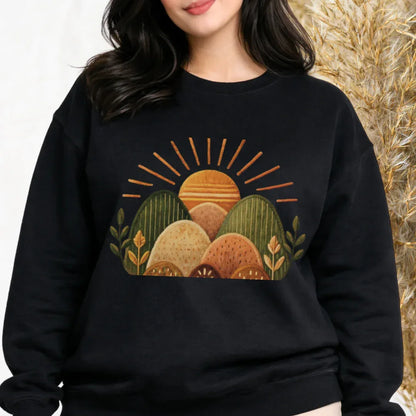 black sweatshirt folk design plus size 
